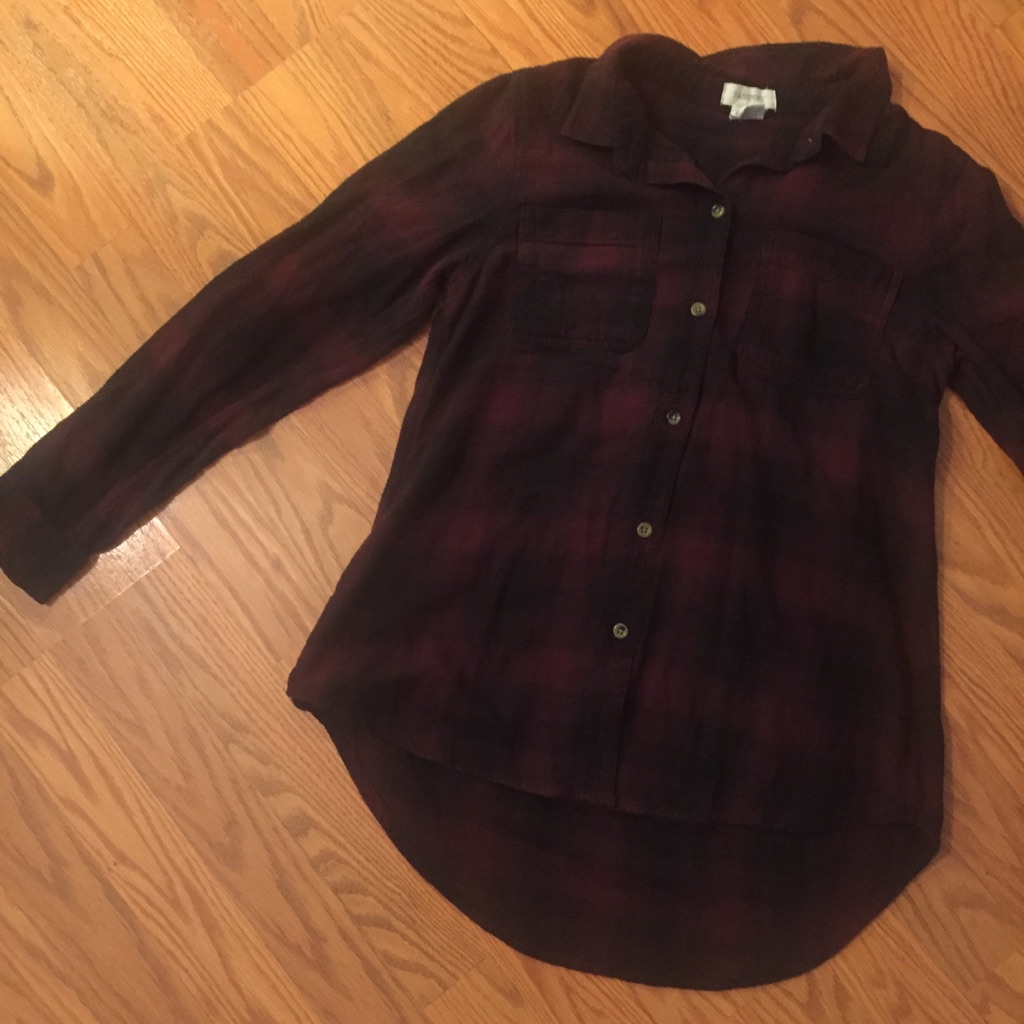 Plaid Button Down Long Sleeve Blouse Top